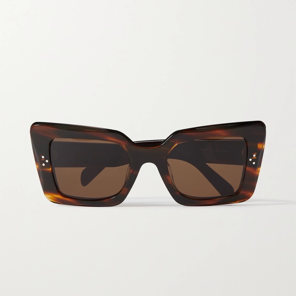 Celine Oversized Square-frame Leopard-print Acetate Sunglasses In Tortoiseshell